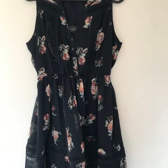 Abercrombie Navy Blue Floral Dress - Picture 3 of 5